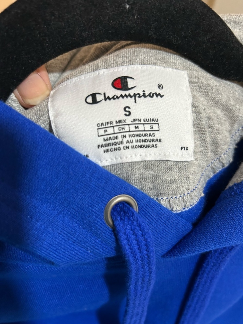 Champion Men's Hoodie Sweatshirt - Cobalt Blue with Gray Lining - Picture 5 of 5